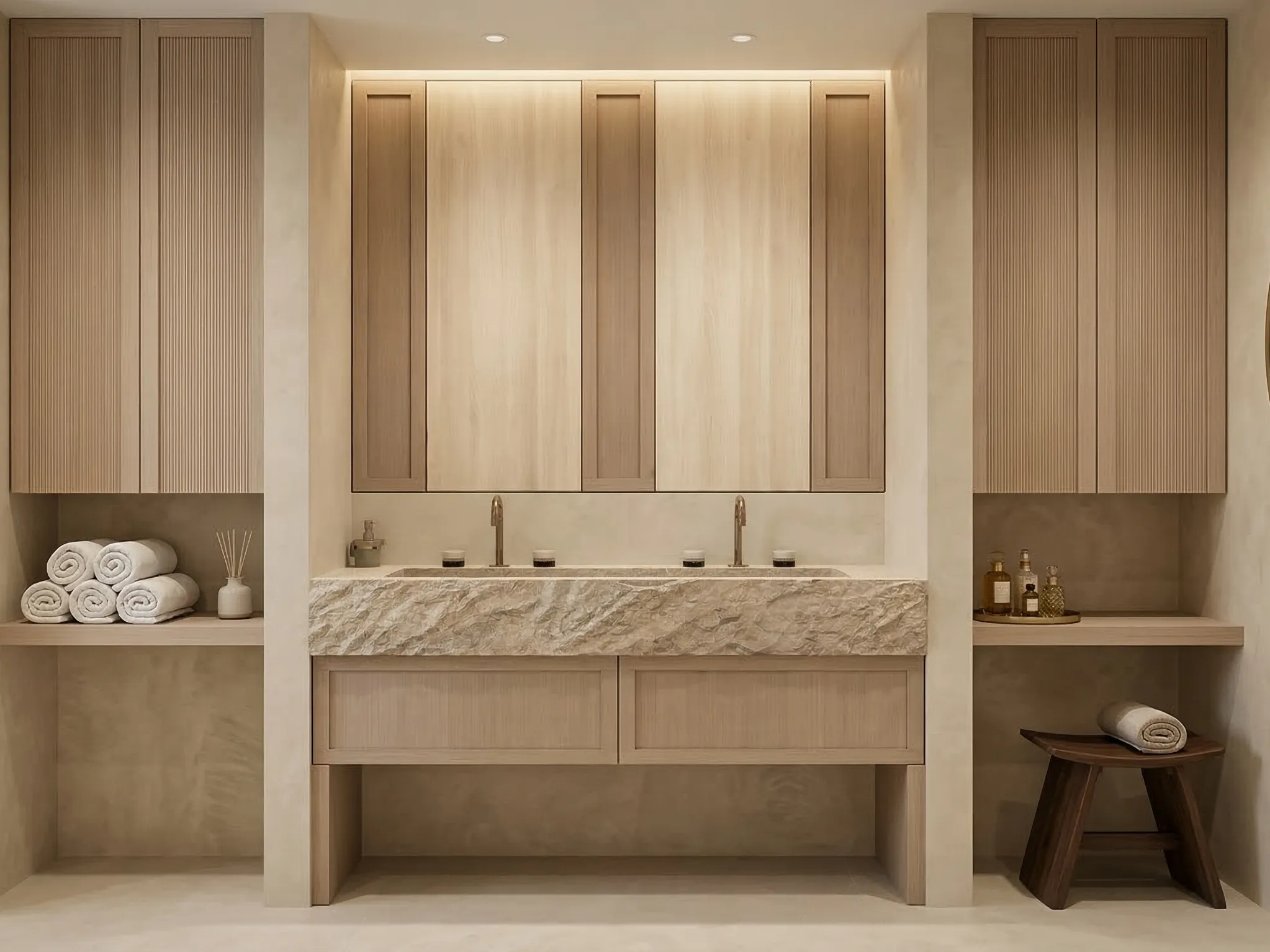 Lithos_Grolla_Beige_limestone_Italy_Split_Countertop